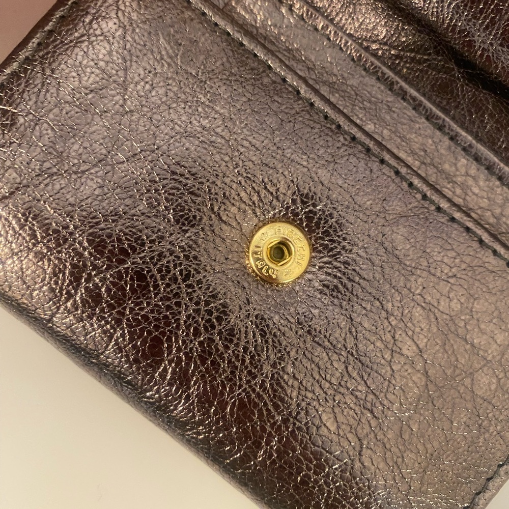 Carlos Falchi Rich Metallic Brown Leather Wallet - Picture 6 of 11